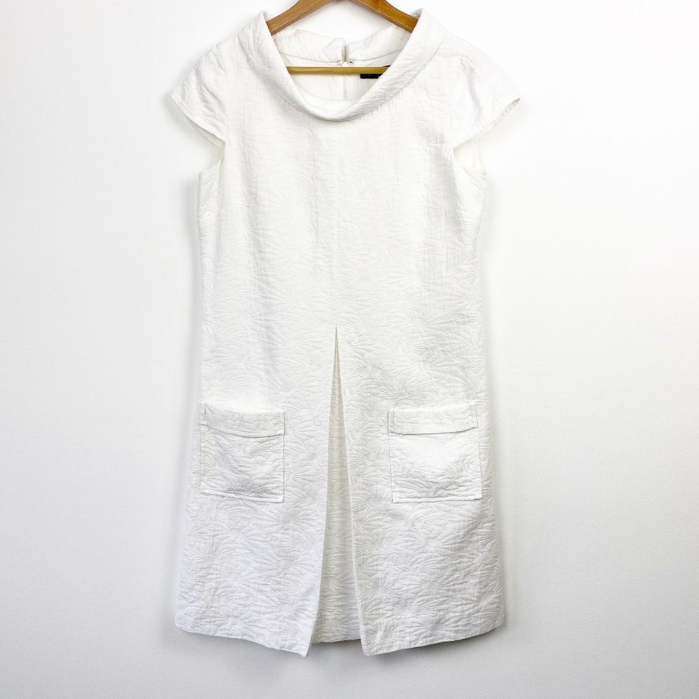 ETCETERA White Pleated Collared Dress Size 6